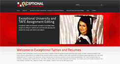 Desktop Screenshot of exceptionaltuitionandresumes.com.au